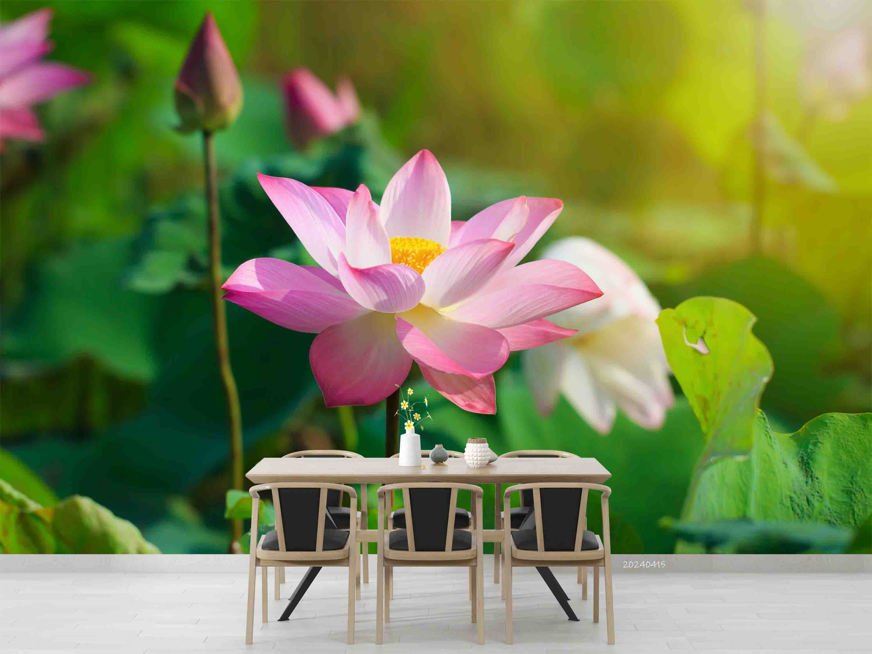 3D Pond Pink Lotus Leaf Wallpaper Wall Mural Wall Decor Wall Art Wall Sticker Remoable Wallpaper