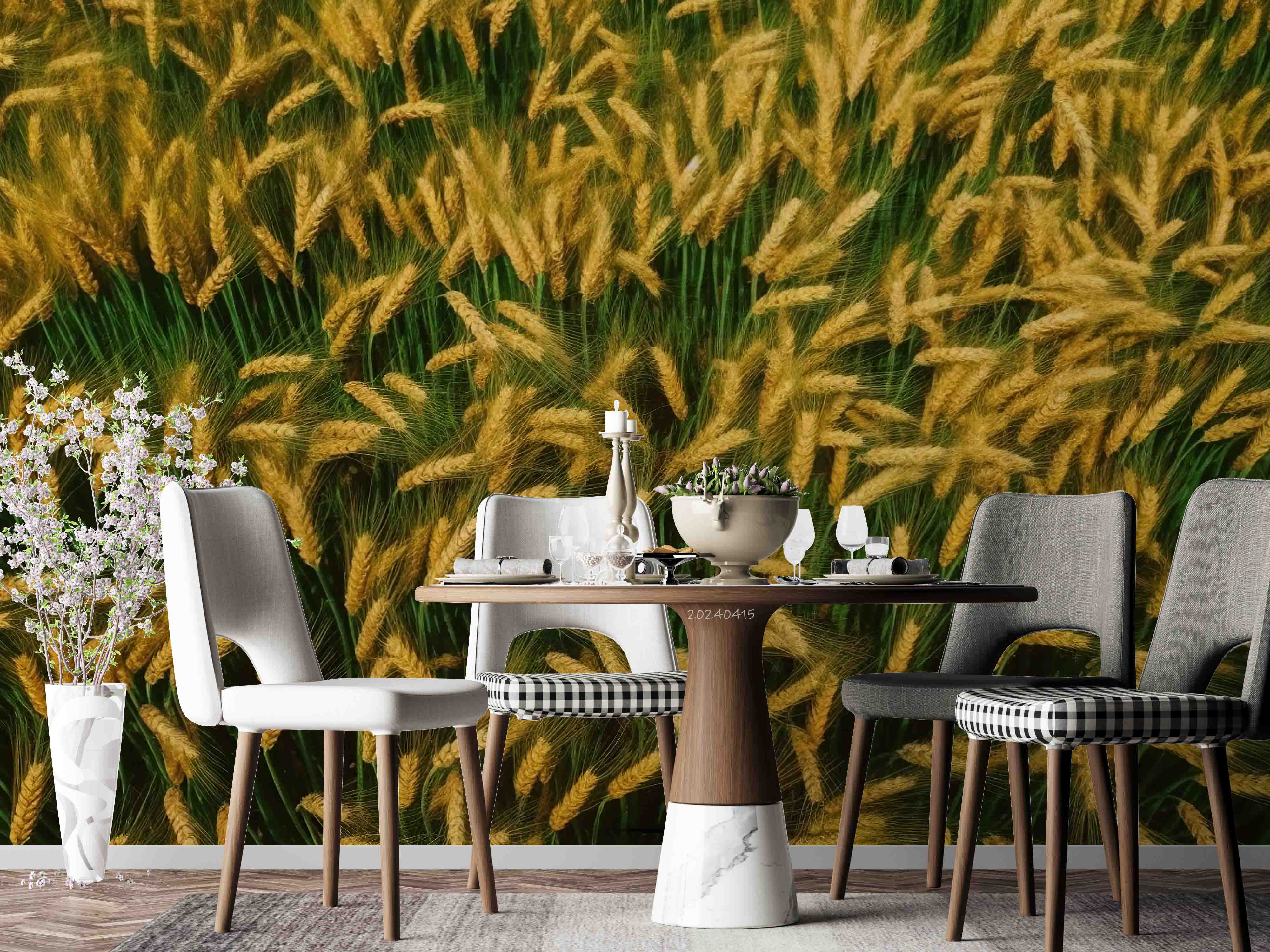 3D Green Rice Field Wheat Ear Wallpaper Wall Mural Wall Decor Wall Art Wall Sticker Remoable Wallpaper