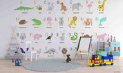3D Childcare Nursery School Cartoon Kids Animals Letters Wall Mural Wallpaper JN 65