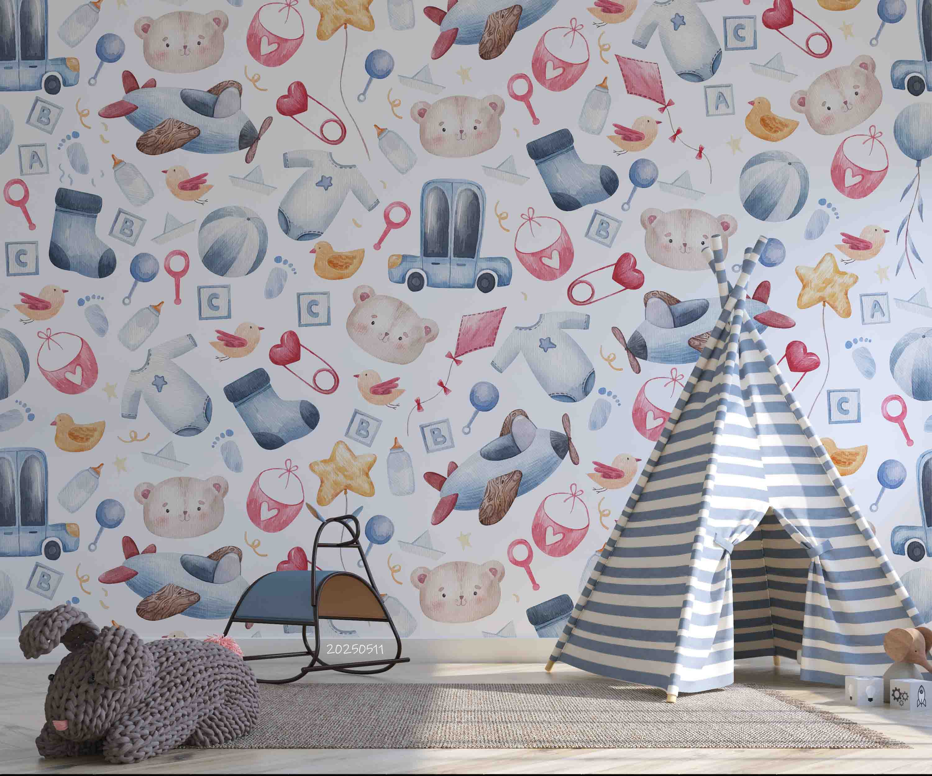 3D Cartoon Baby Products Pattern Wallpaper Wall Mural Wall Decor Wall Art Wall Sticker Remoable Wallpaper