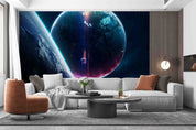 3D Round The Earth Dark Blue Starry Sky Wall Mural Wallpaper YXL 40- Jess Art Decoration