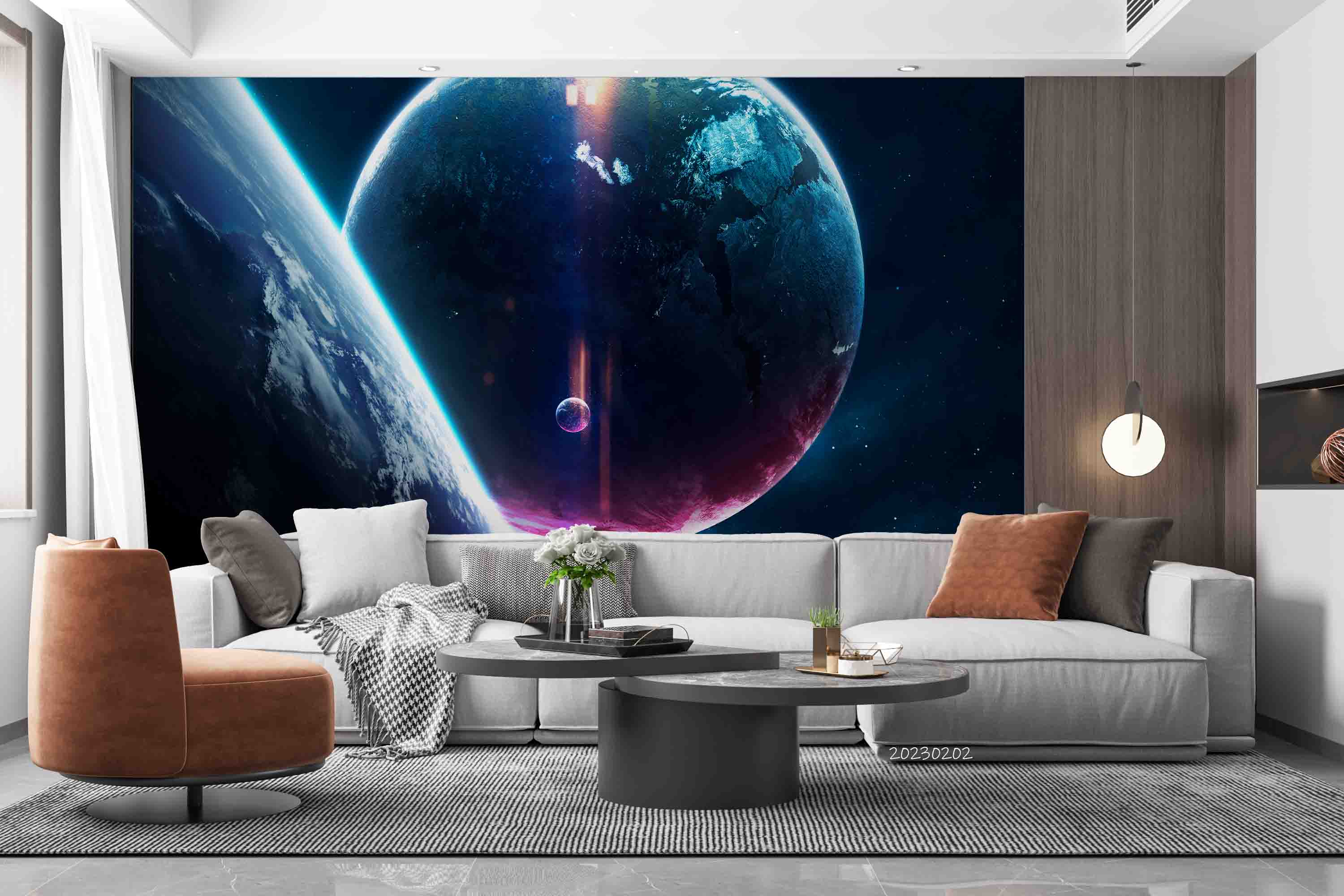 3D Round The Earth Dark Blue Starry Sky Wall Mural Wallpaper YXL 40- Jess Art Decoration