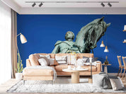 3D Sculpture Horse Man Bluesky Wall Mural Wallpaper YXL 2467