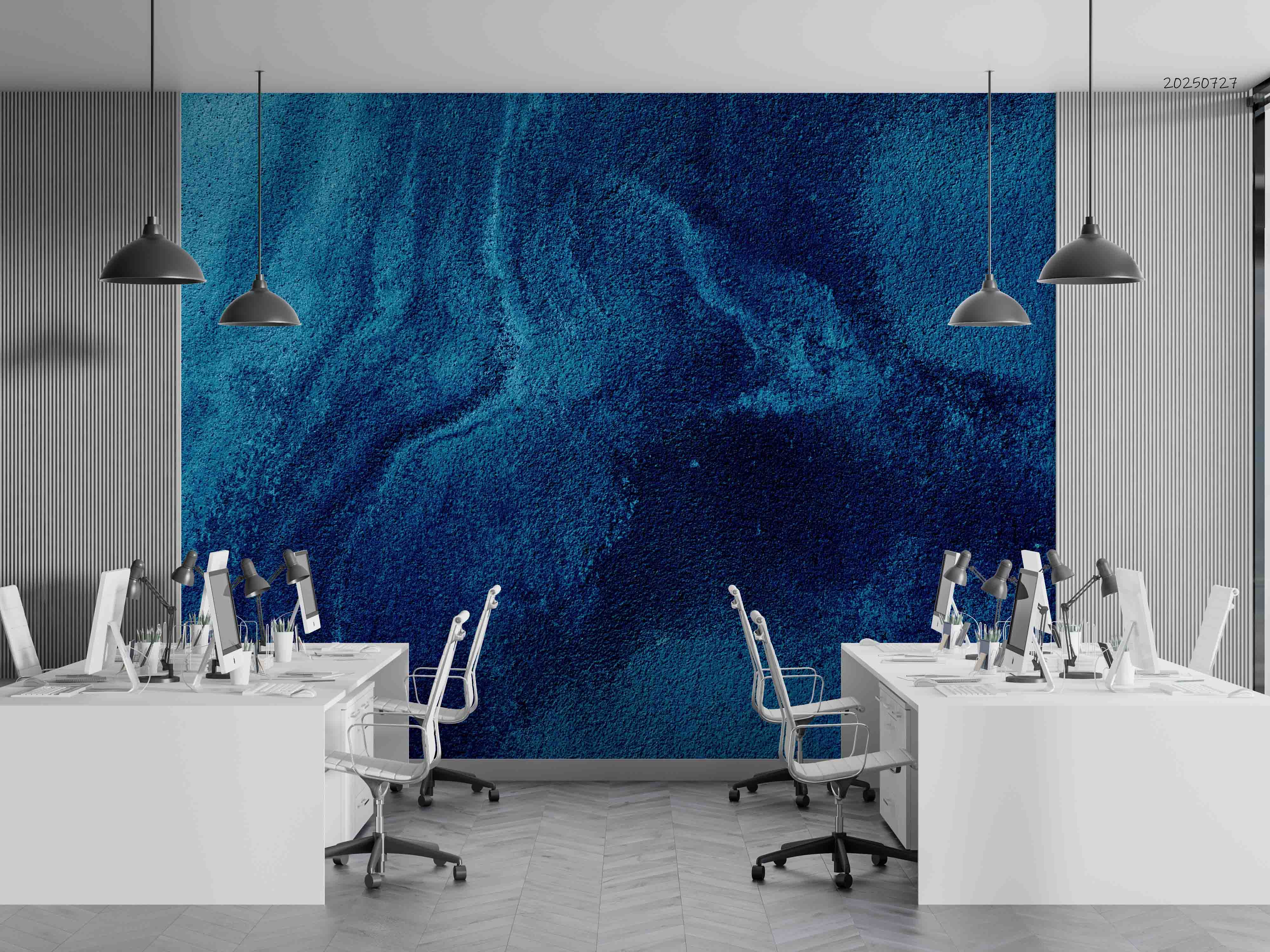 3D Office Business Commerce Blue Abstract Modern Wall Mural Wallpaper 48