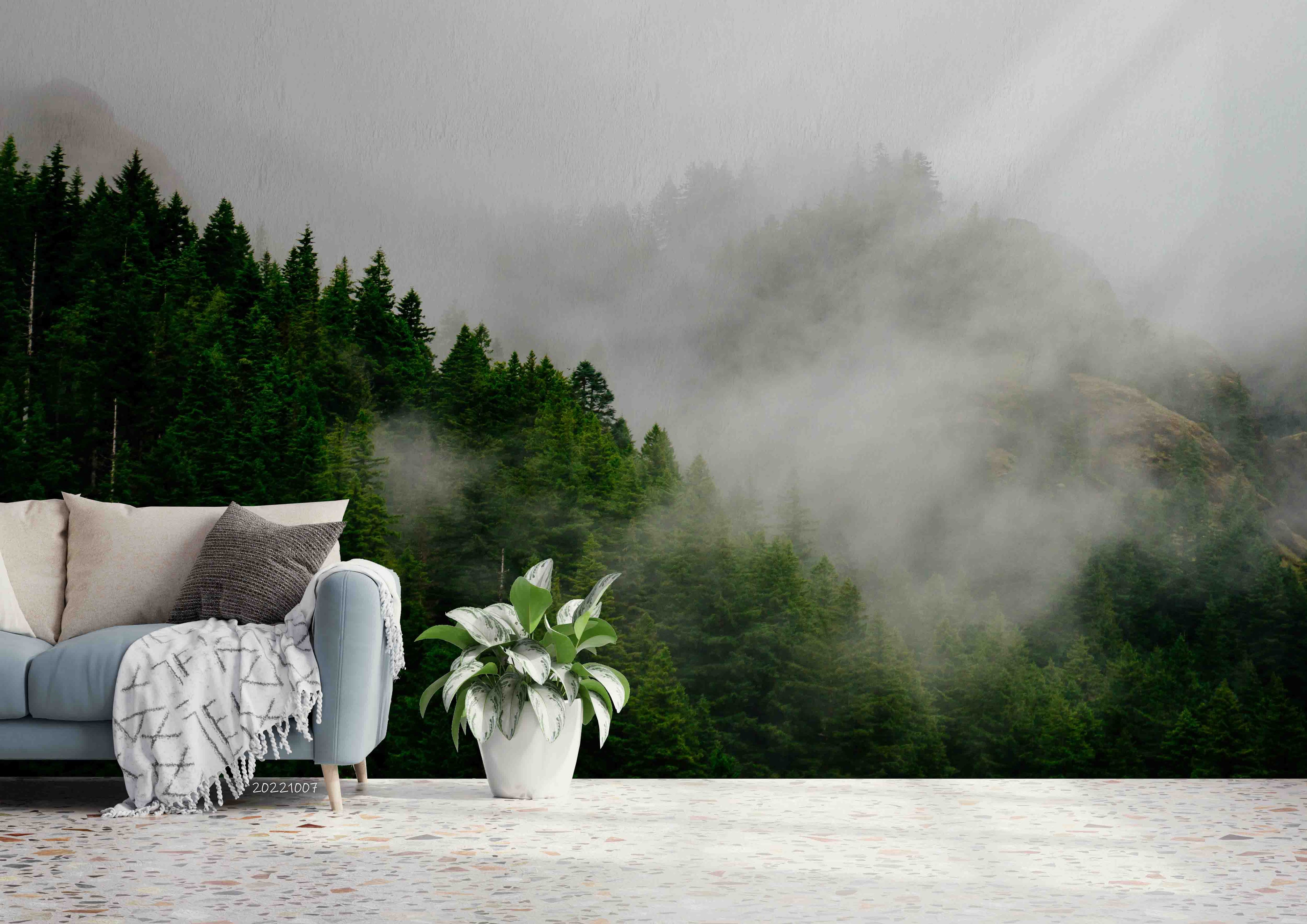 3D Beautiful Forest Mist Mountain View Wall Mural Wallpaper GD 3293- Jess Art Decoration