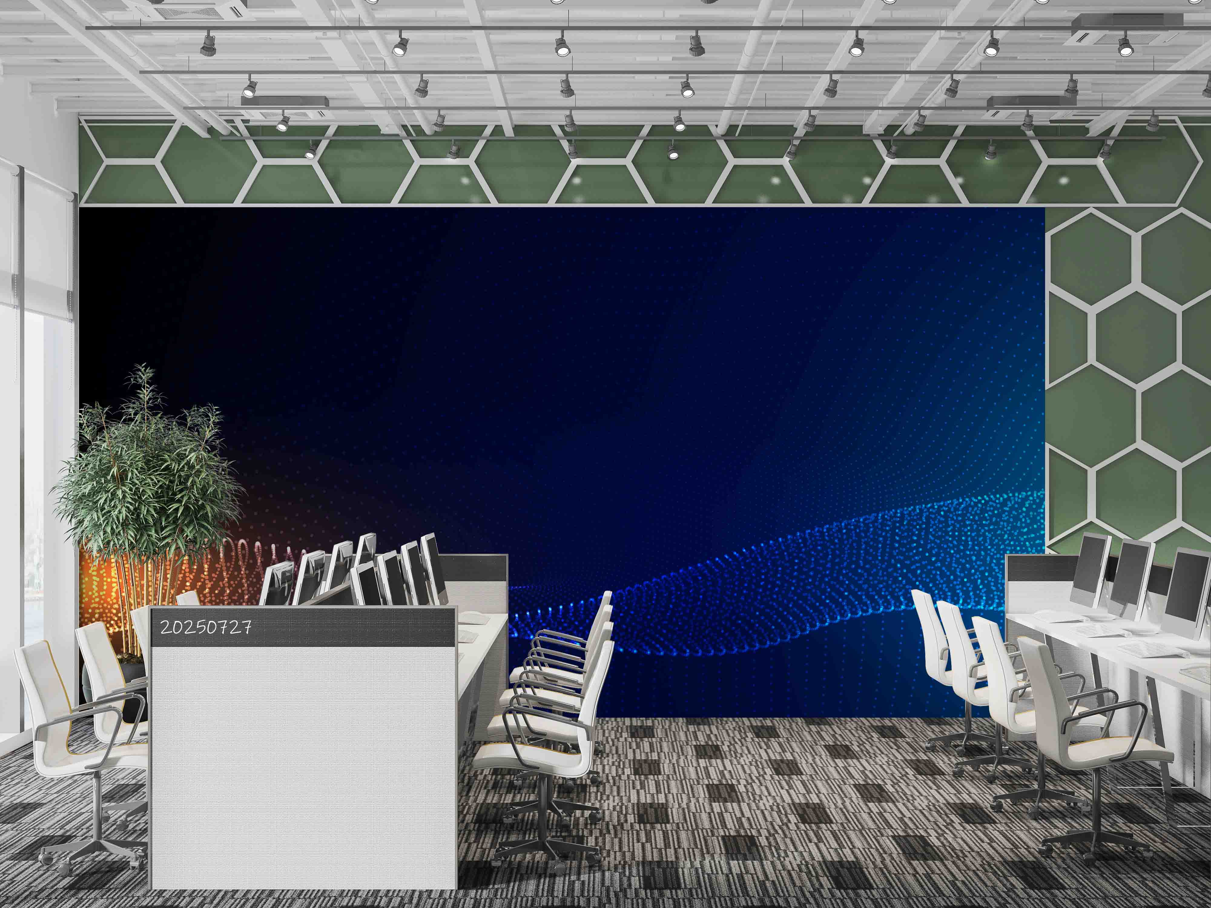 3D Office Business Technology Particle Mesh Wall Mural Wallpaper 4