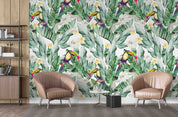 3D Watercolor Tropical Banana Leaf Toucan Hibiscus Floral Wall Mural Wallpaper GD 4219- Jess Art Decoration