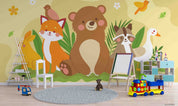 3D Childcare Nursery School Cartoon Animals Kids Wall Mural Wallpaper JN 16