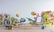 3D Childcare Nursery School Cartoon Sea Fish Kids Wall Mural Wallpaper JN 61