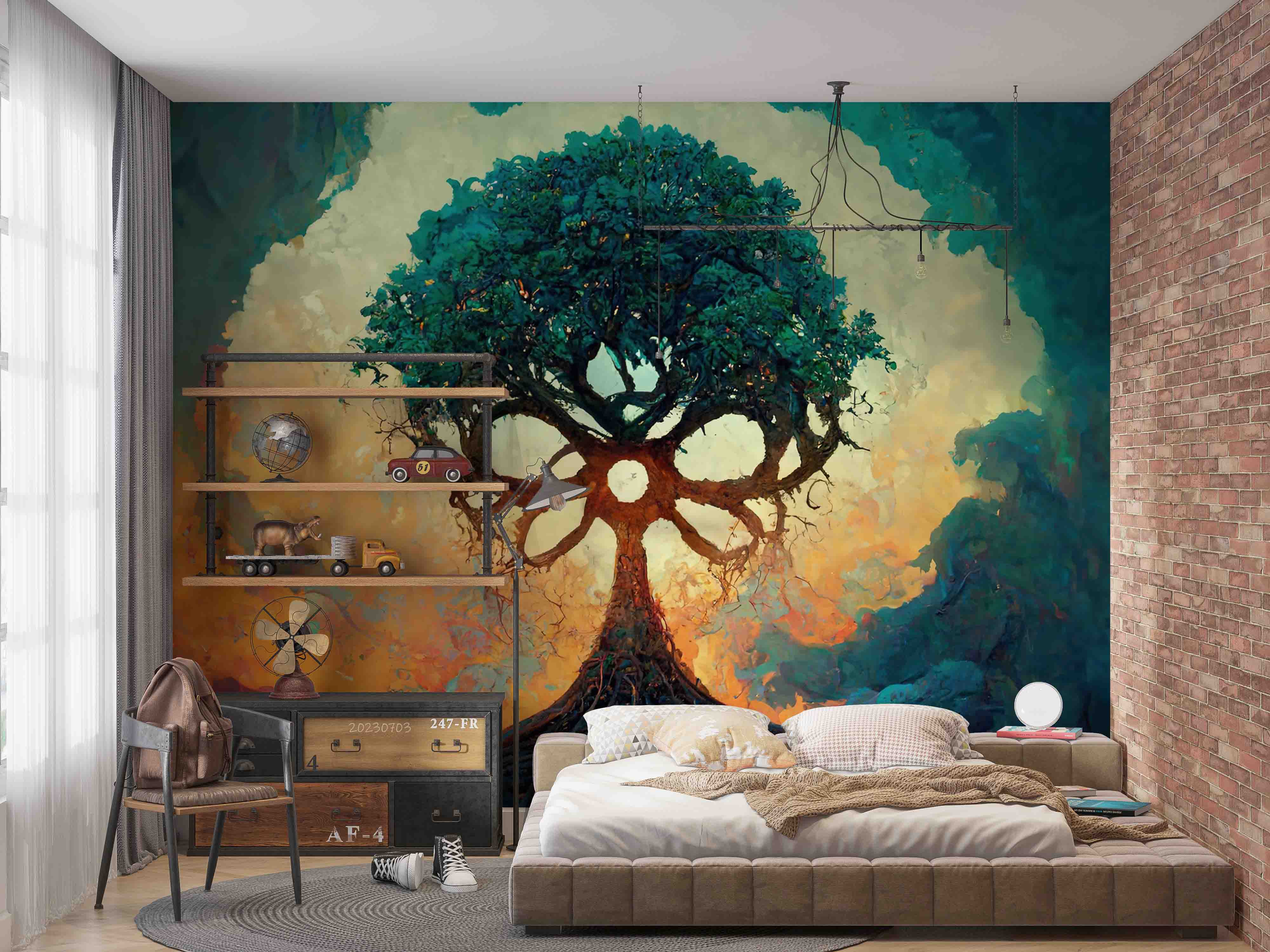 3D  Plant Tree Tree Hole Green Wall Mural Wallpaper YXL 1814