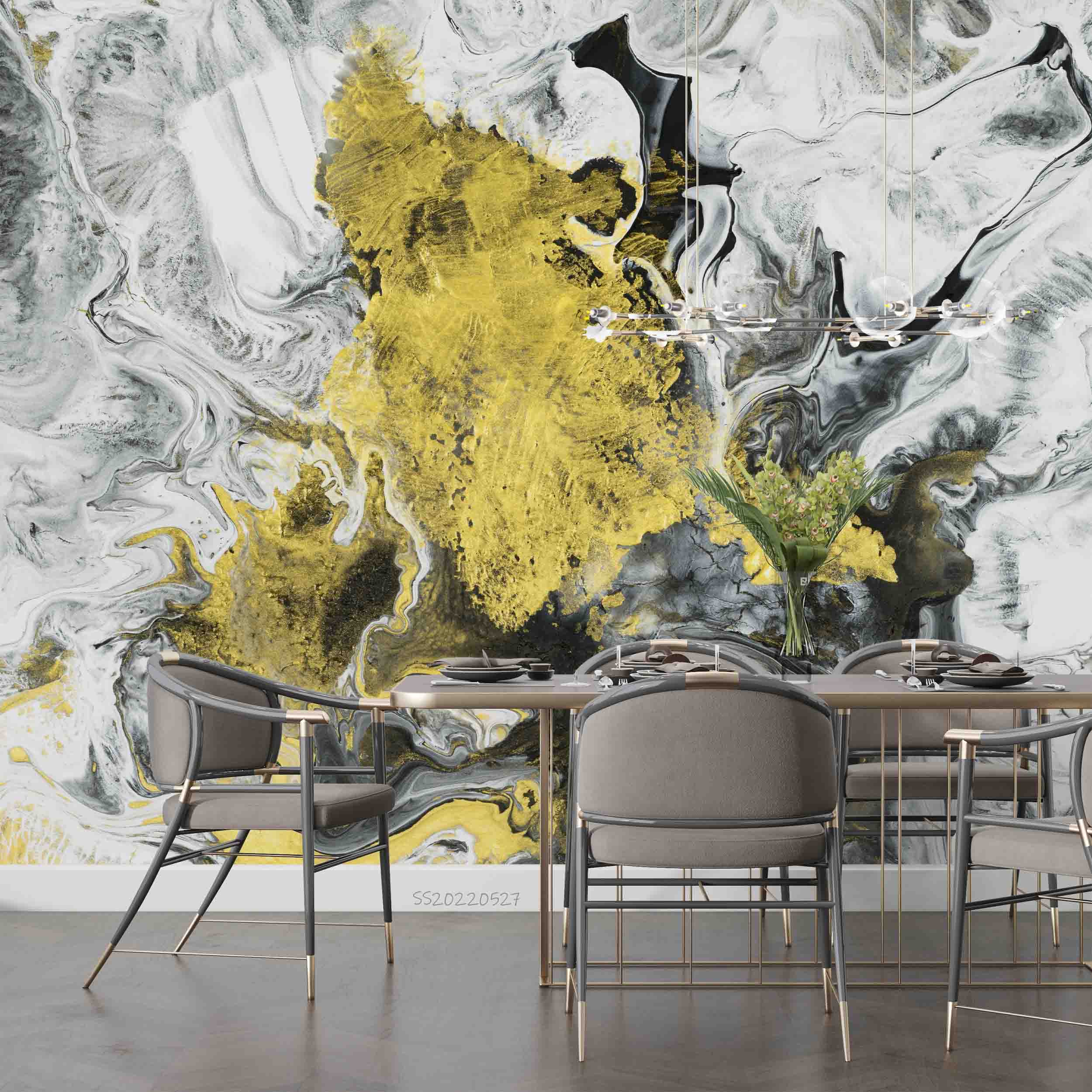 3D Abstract Black White Gold Marble Texture Background Wall Mural Wallpaper GD 4237- Jess Art Decoration