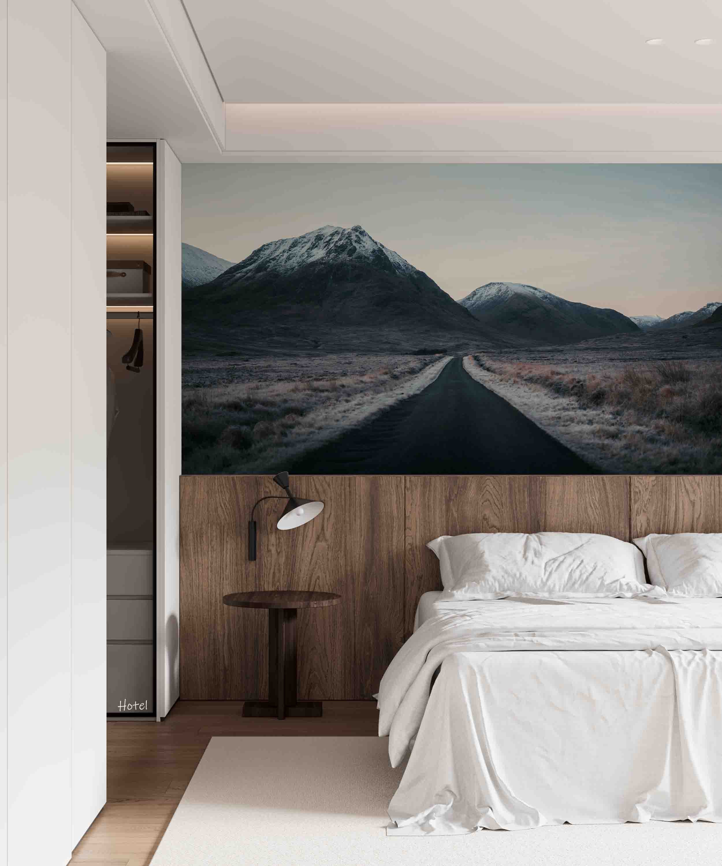 3D Hotel Inn Motel Hostel Resort Manor Landscape Mountains Wall Mural Wallpaper 3