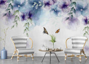 3D Watercolor Floral Leaves Butterfly Wall Mural Wallpaper GD 4531- Jess Art Decoration