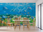 3D Animal Sea Whale Fish Coral Blue Wall Mural Wallpaper YXL 2784