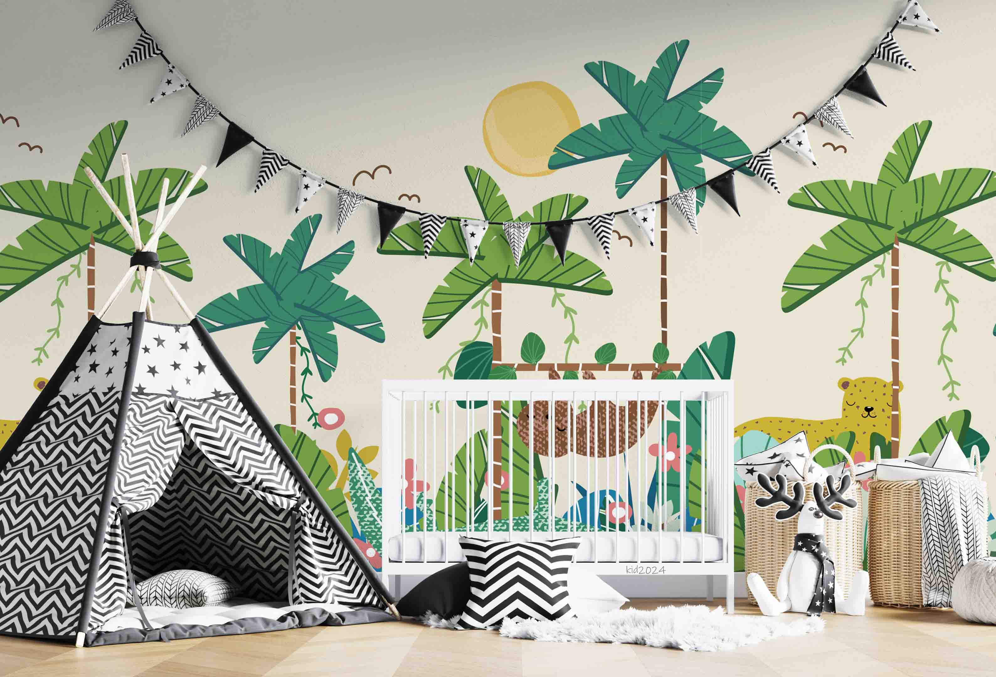 3D Tree Flower Cheetah Sun Bird Wall Mural Wallpaper YXL 322