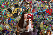 3D Abstract Artistic Graffiti Building People Wall Mural Wallpaper GD 3686- Jess Art Decoration