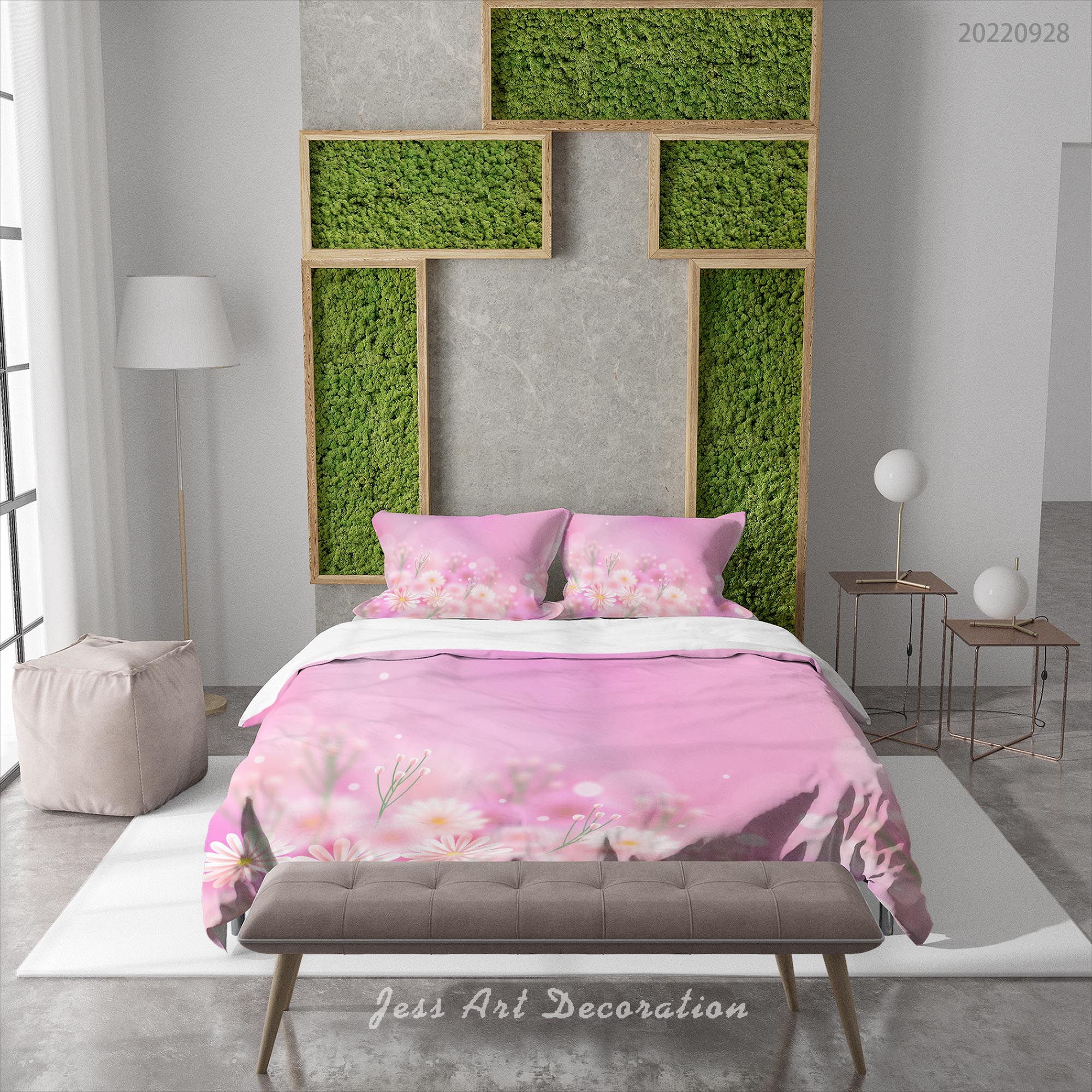 3D Floral Small Daisy Pink Quilt Cover Set Bedding Set Duvet Cover Pillowcase 317