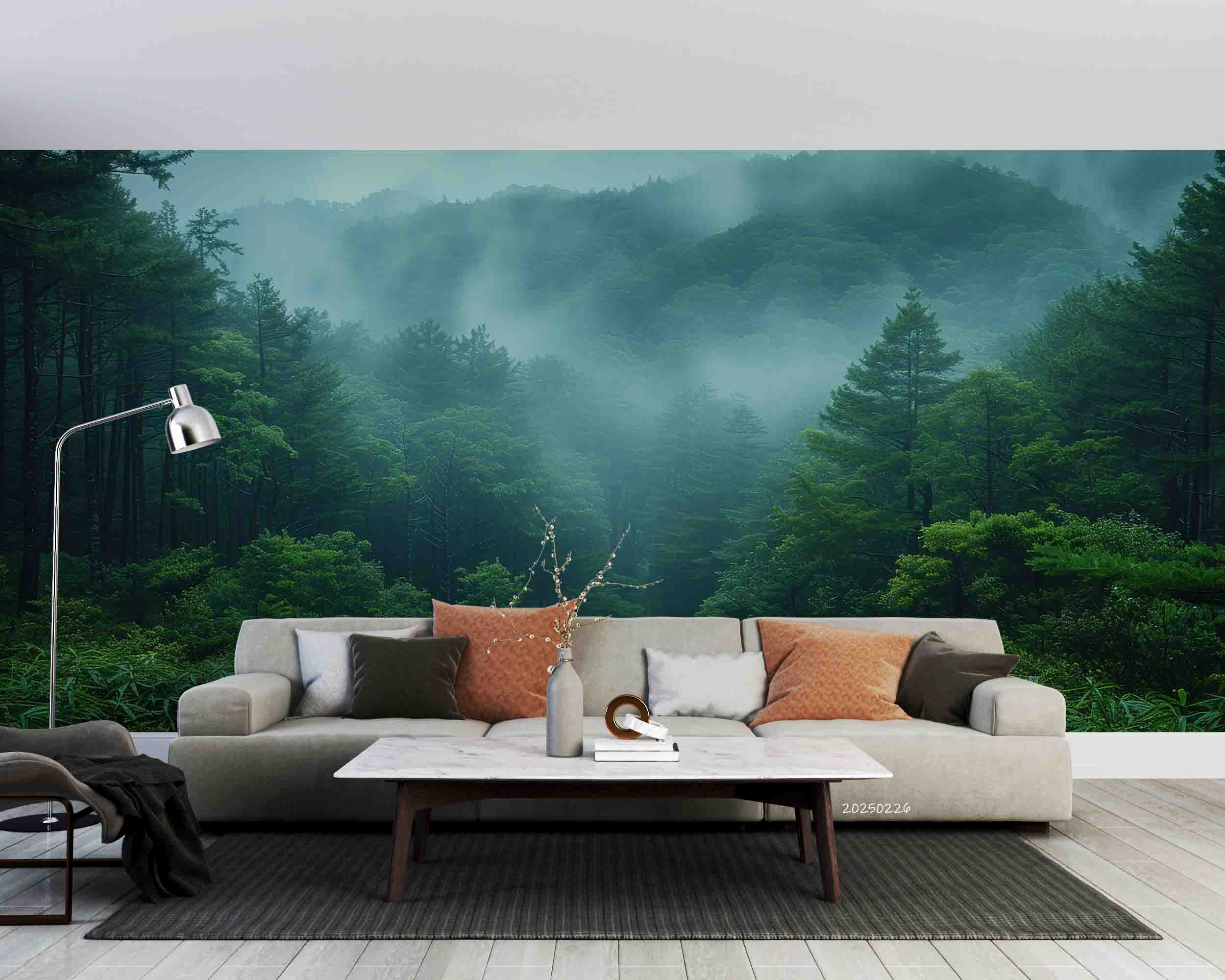 3D Nature Green Forest White Fog Wallpaper Wall Mural Wall Decor Wall Art Wall Sticker Remoable Wallpaper LQH