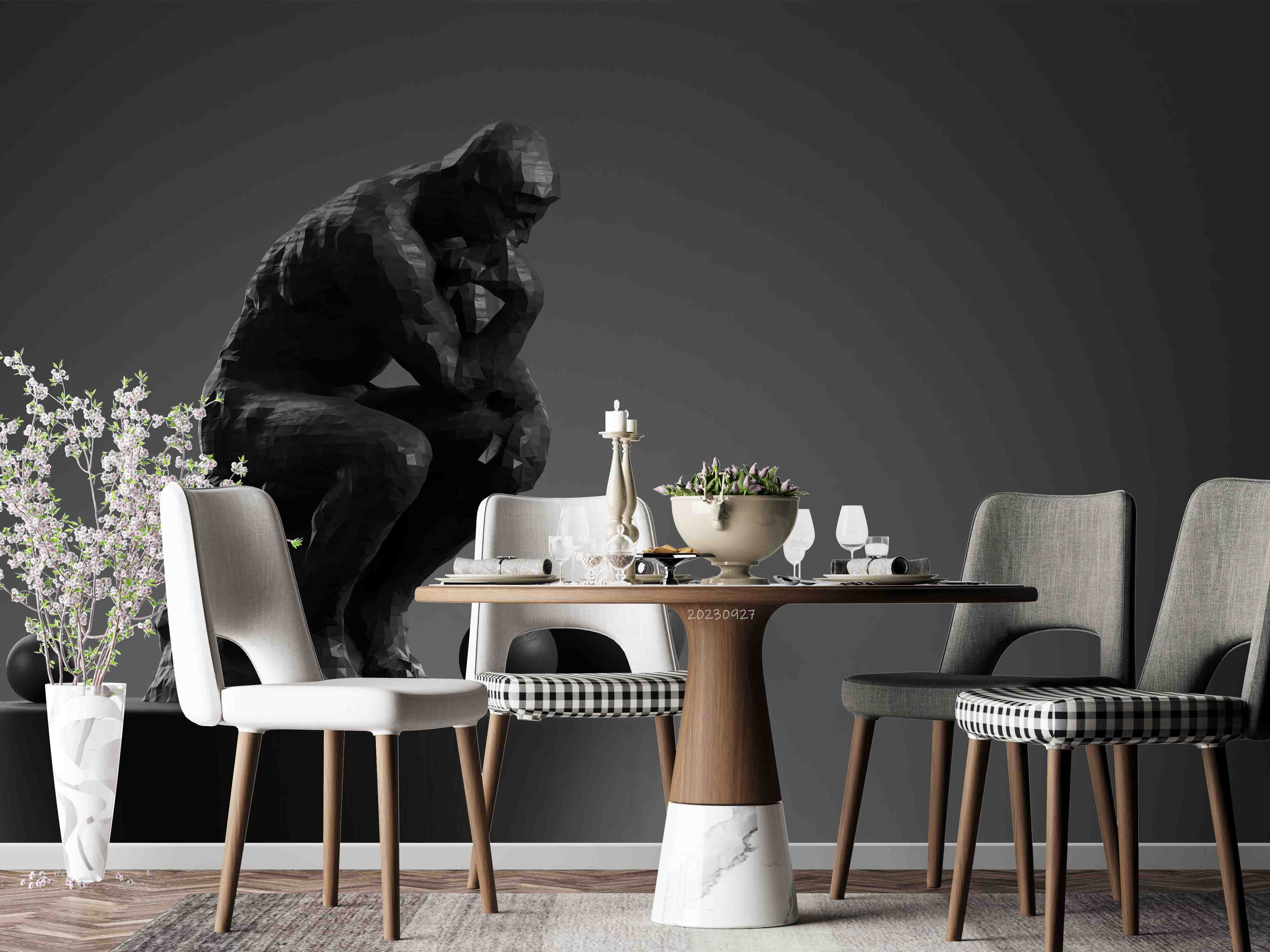 3D Sculpture Meditator Ball Round Wall Mural Wallpaper YXL 2429