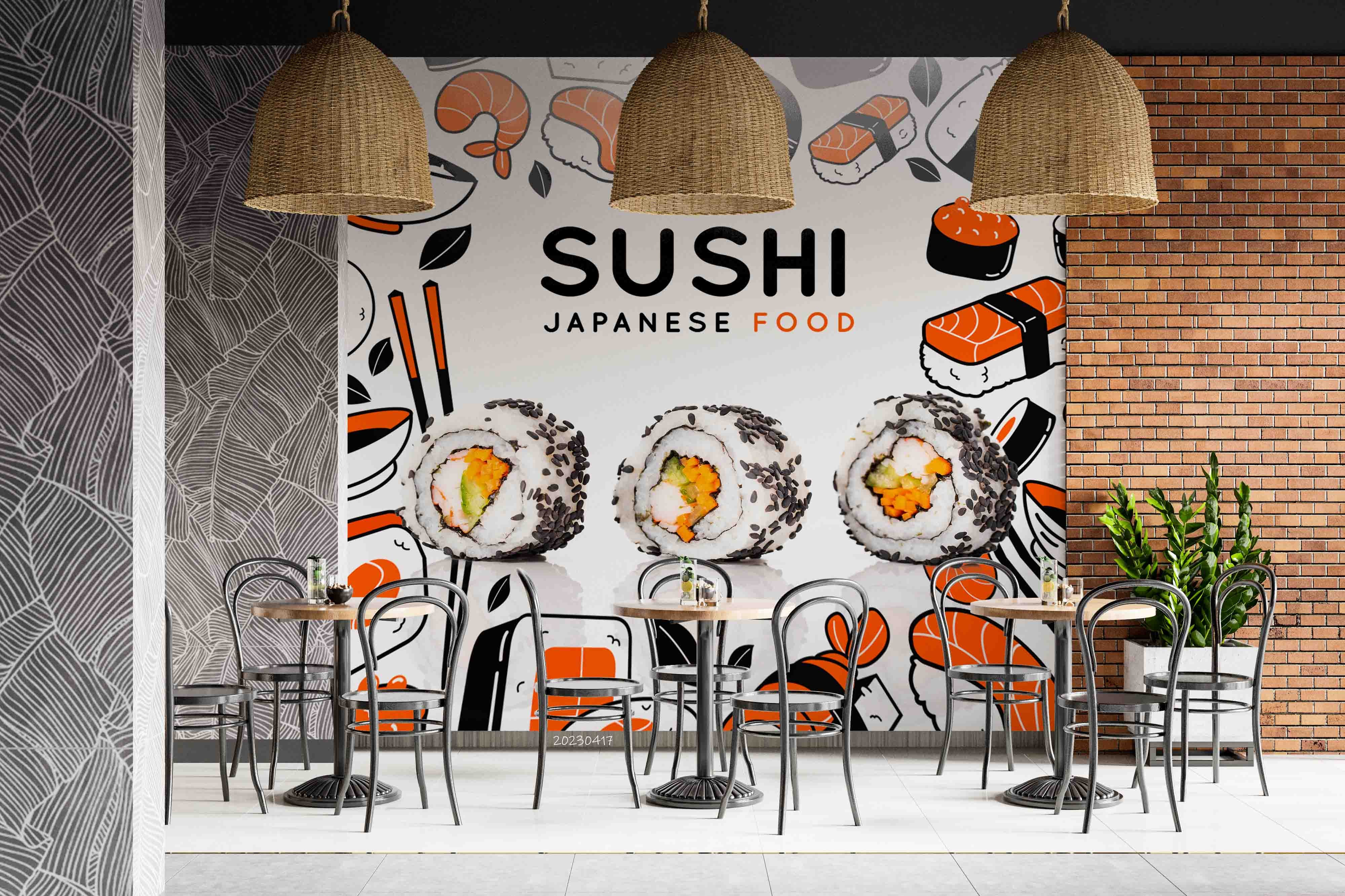 3D Japanese Restaurant Sushi Wall Mural Wallpaper GD 5489- Jess Art Decoration