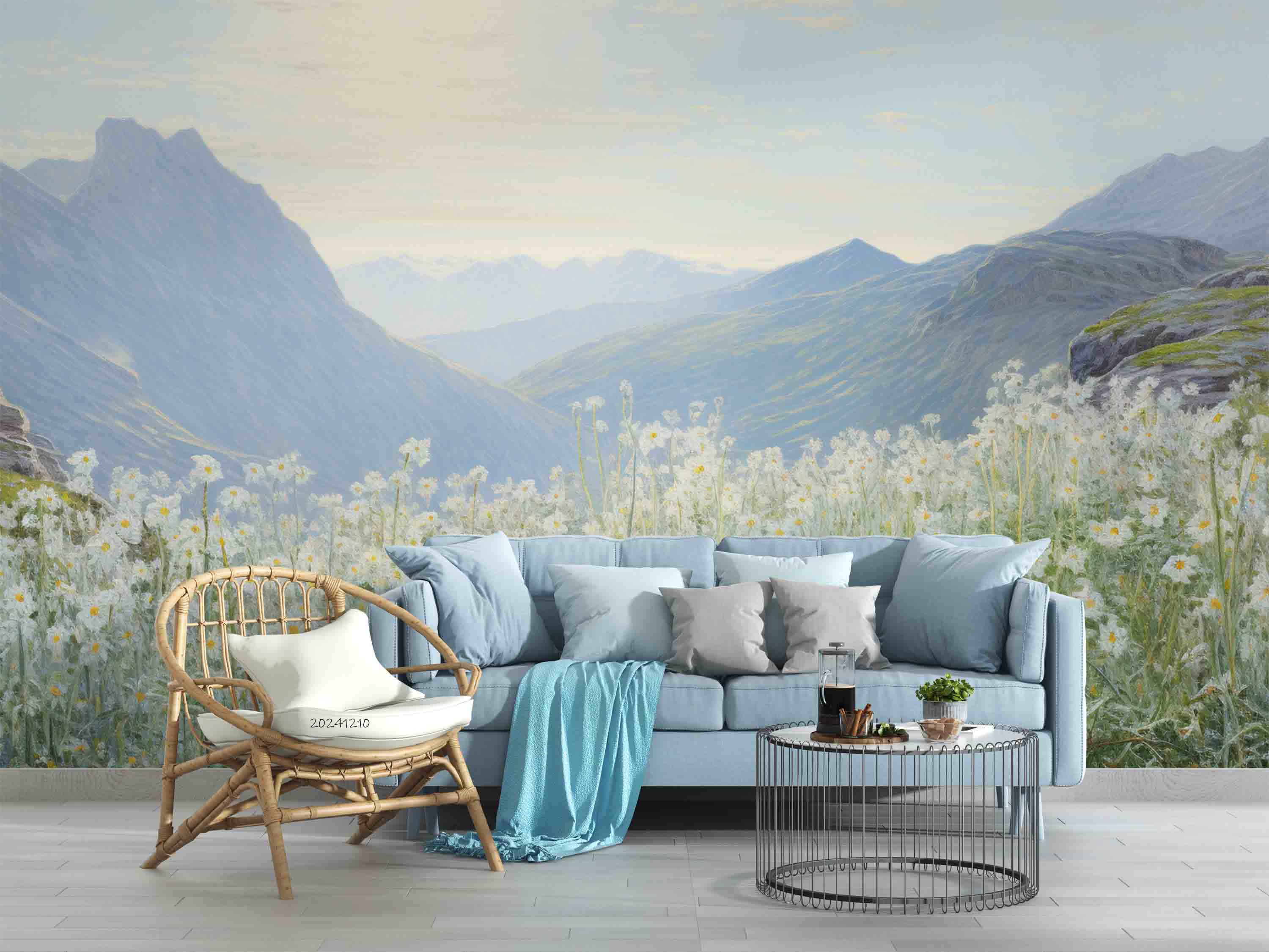 3D Sky Mountains Floral Nature Landscape Wallpaper Wall Mural Wall Decor Wall Art Wall Sticker Remoable Wallpaper LQH 27