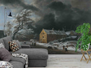 3D Oil Painting Winter House Trees Rural Scenery Wall Mural Wallpaper GD 3010- Jess Art Decoration