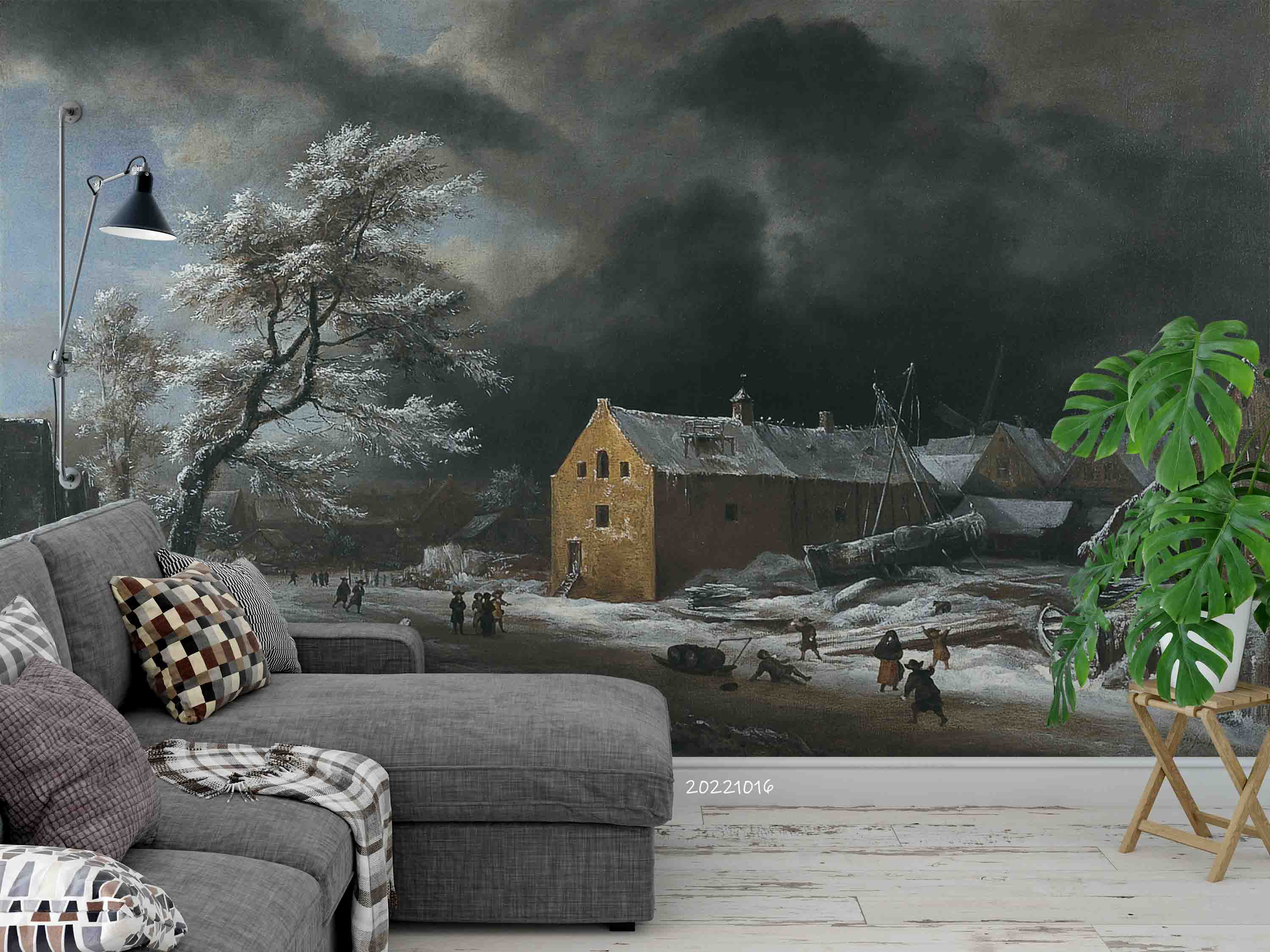 3D Oil Painting Winter House Trees Rural Scenery Wall Mural Wallpaper GD 3010- Jess Art Decoration