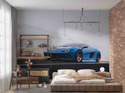 3D Blue Sports Car Wallpaper Wall Mural Wall Decor Wall Art Wall Sticker Remoable Wallpaper