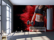 3D Woman Kettle-Bell Abdominal Muscle Wall Mural Wallpaper YXL 102