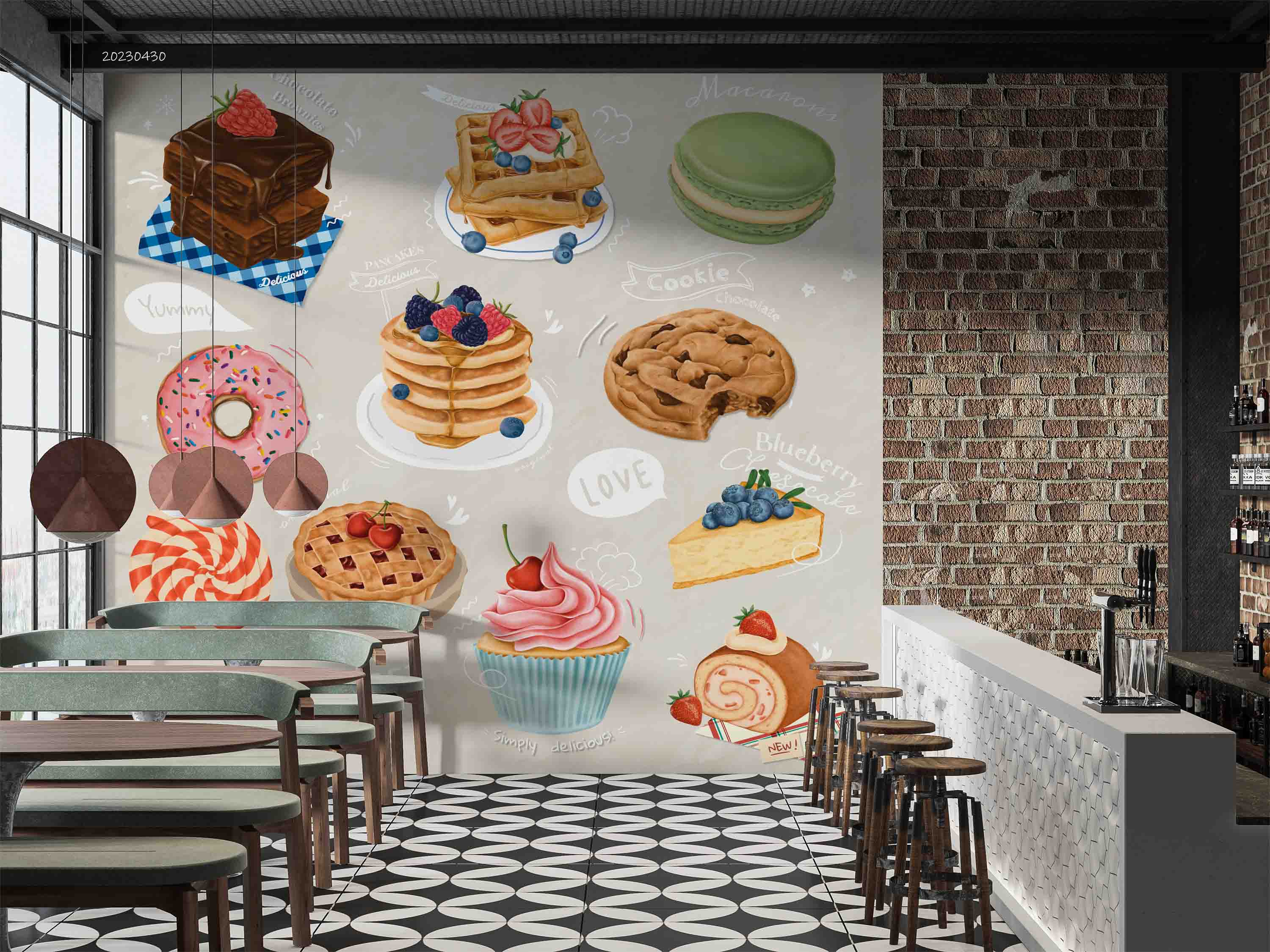 3D Colorful Dessert Collection Wall Mural Wallpaper GD 5257- Jess Art Decoration