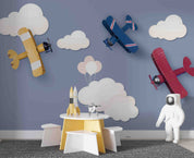 3D Paper Airplane Clouds paper airplane cloud mural wall mural wallpaper for nursery - view 3