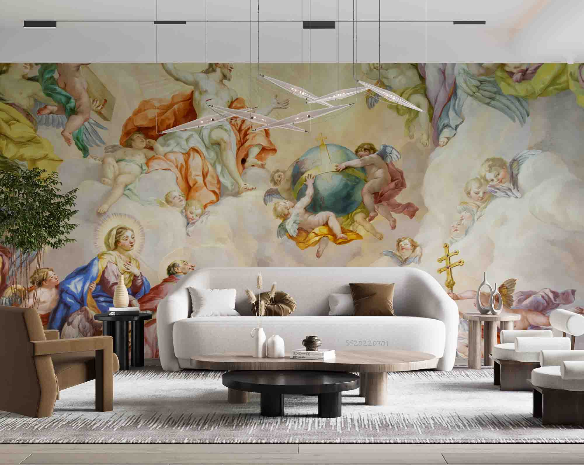 3D Saints Angels Fresco St Charles Church Wall Mural Wallpaper GD 5039- Jess Art Decoration