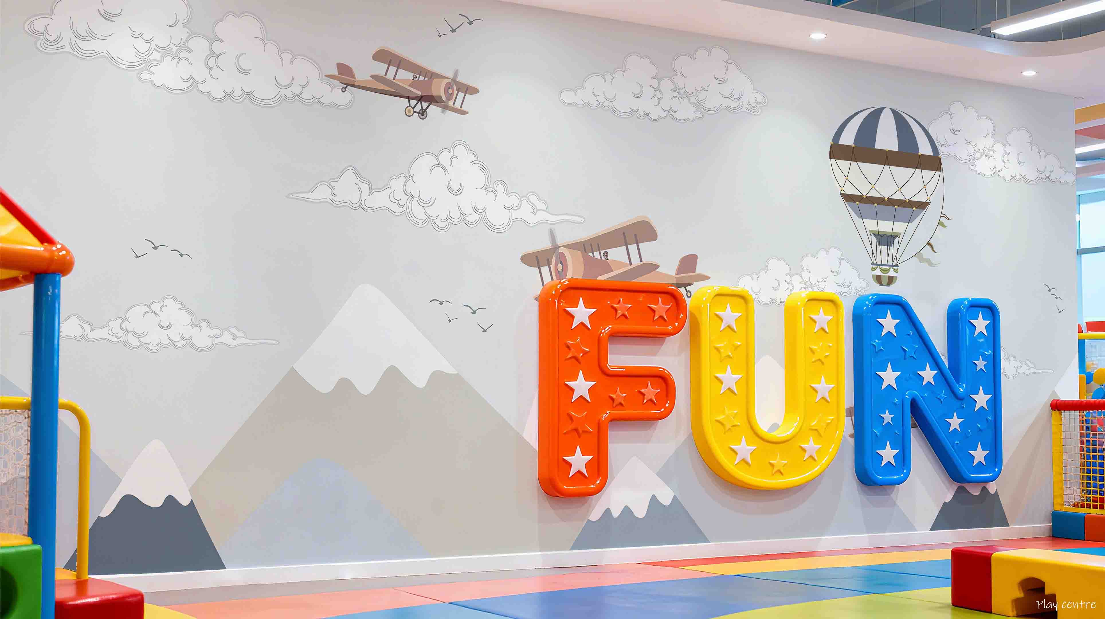 3D Play Centre Amusement Park Funfair Carnie Cartoon Mountains Wall Mural Wallpaper 20