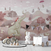 3D Tree Fox Elephant Rabbit Bird Umbrella Wall Mural Wallpaper YXL 392