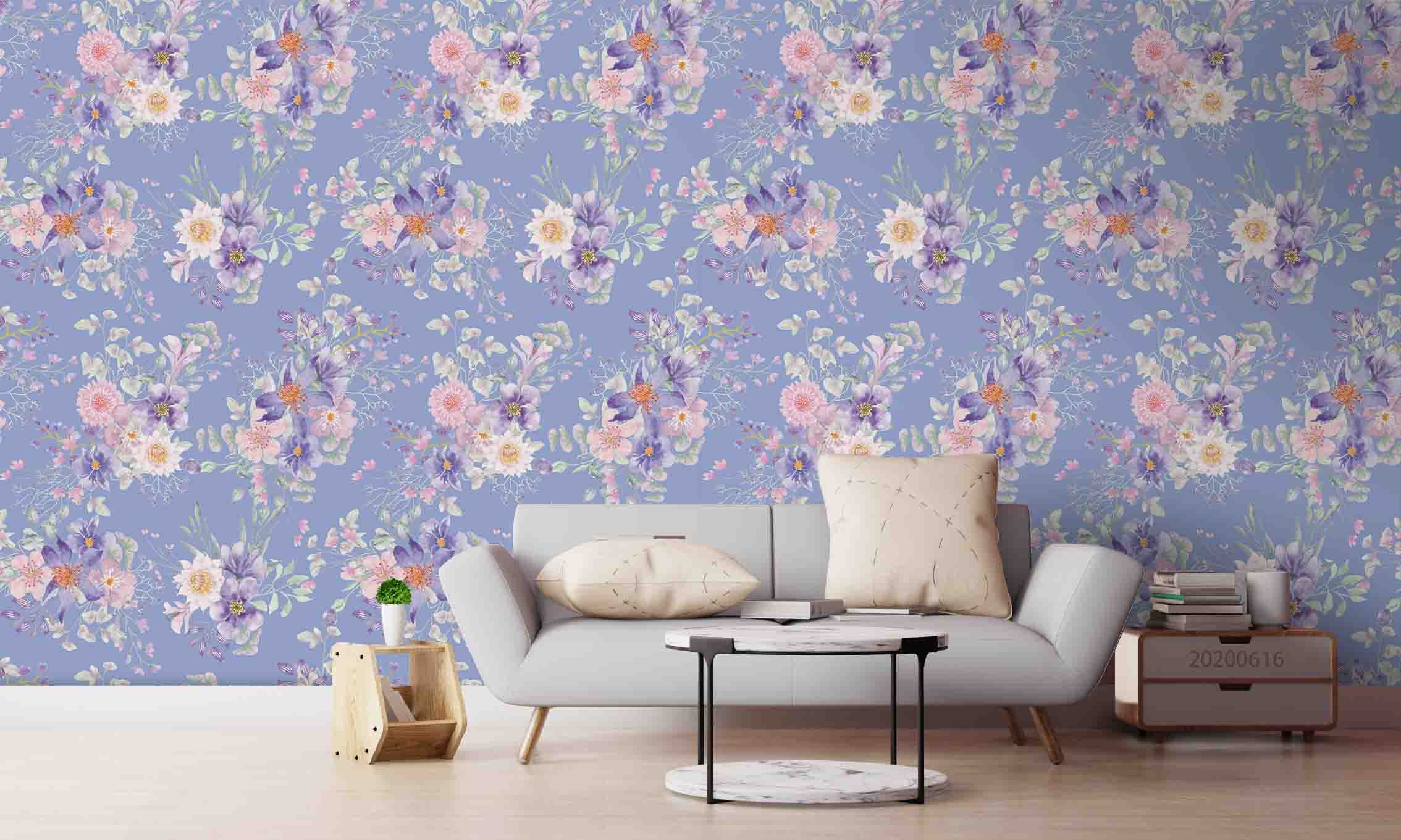 3D Floral Peony Blue Wall Mural Wallpaper YXL 2258