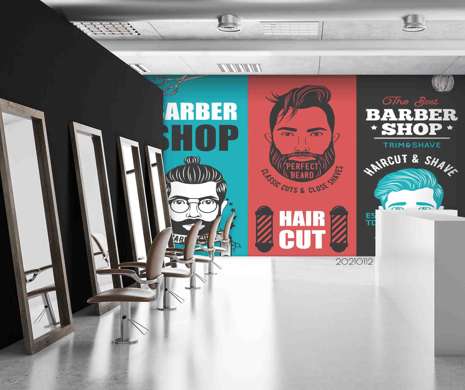 3D Barber Shop Hair Salon Haircut Specialist Wall Mural Wallpaper 10