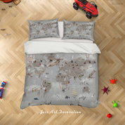 3D World Map Hydrogen Balloon Aircraft Quilt Cover Set Bedding Set Duvet Cover Pillowcase 628