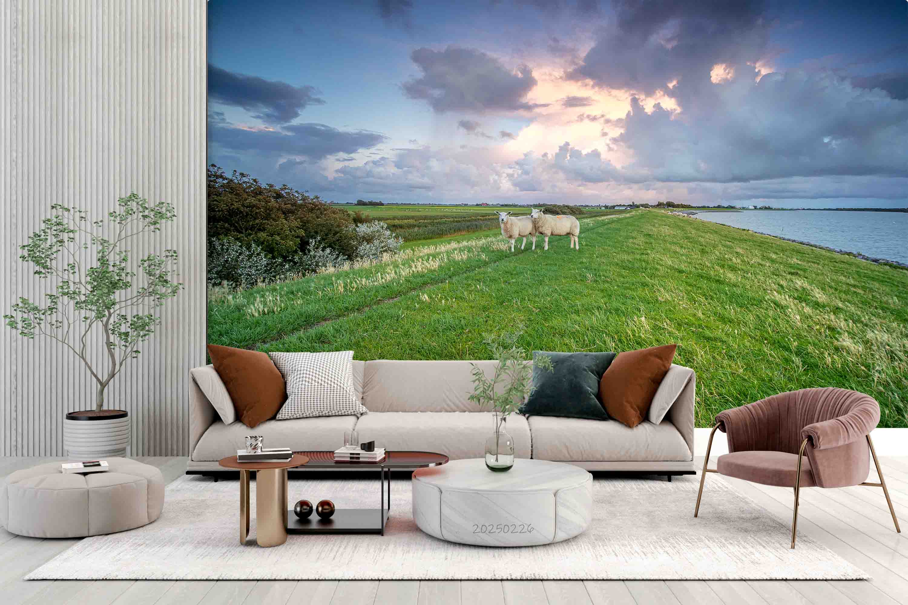3D Sky Clouds Grassland Nature Scenery Wallpaper Wall Mural Wall Decor Wall Art Wall Sticker Remoable Wallpaper LQH