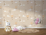 3D Retro Balloon Animals Night Sky Clouds Wall Mural Wallpaper GD 4099- Jess Art Decoration