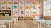 3D Childcare Nursery School Cartoon Kids Animals Letters Wall Mural Wallpaper JN