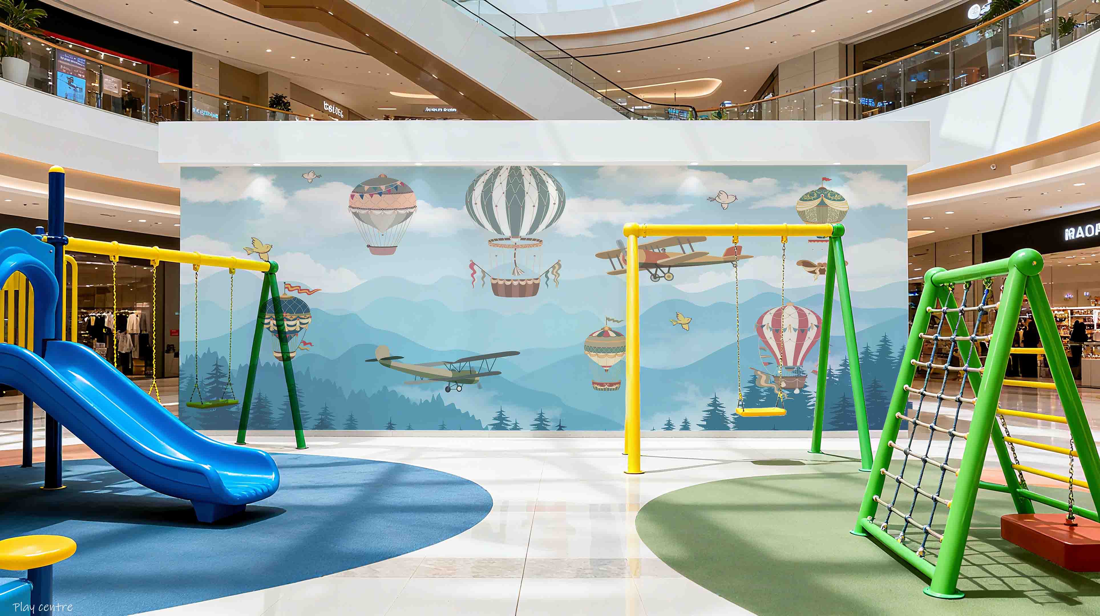 3D Play Centre Amusement Park Funfair Carnie Scenery Fire Balloon Wall Mural Wallpaper 1