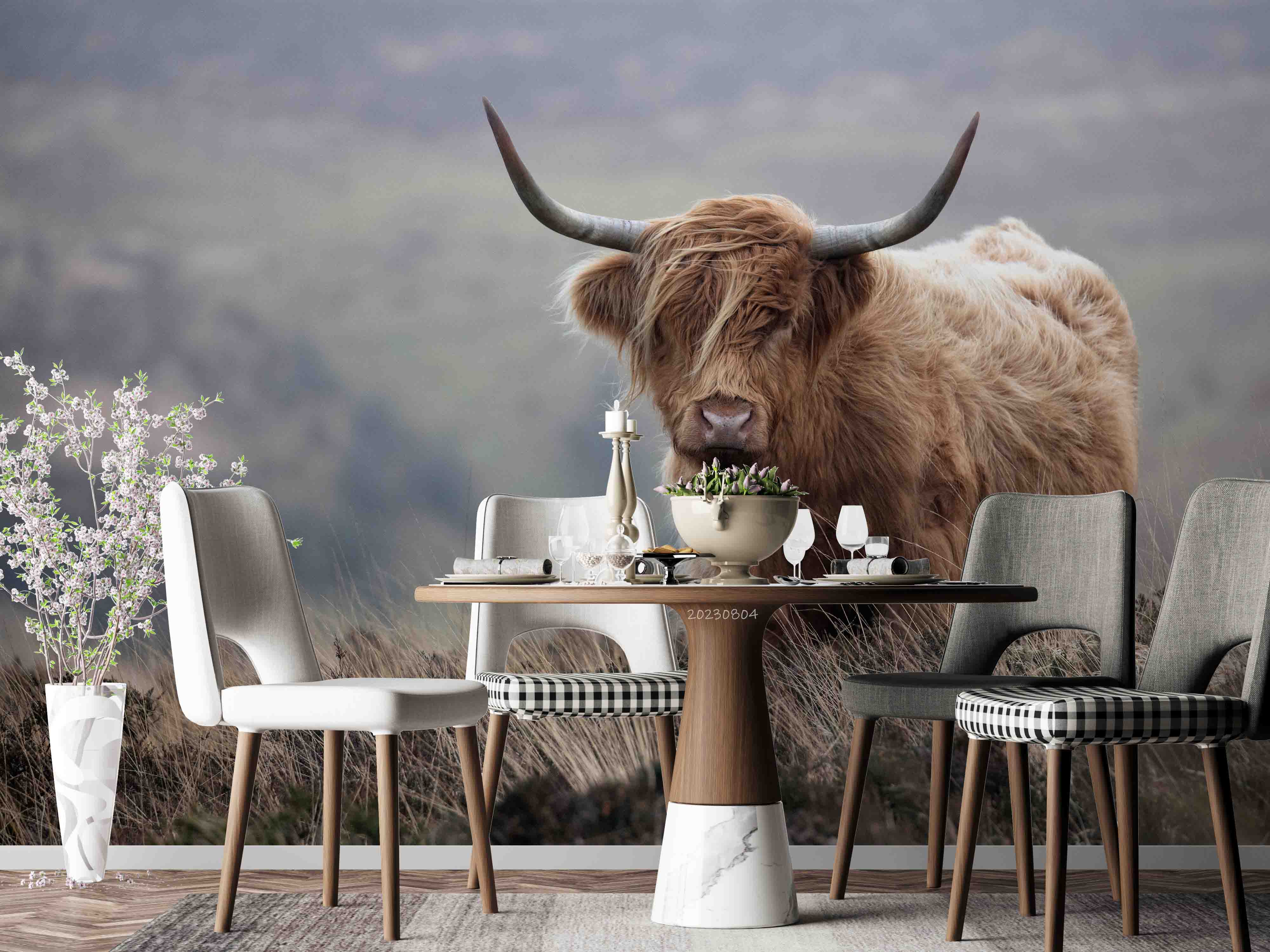 3D Animal Cattle Grassland Sky Wall Mural Wallpaper YXL 2516