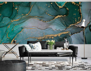 3D Abstract Green Gold Marble Texture Wall Mural Wallpaper GD 5077- Jess Art Decoration