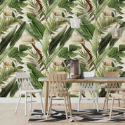 3D Watercolor Tropical Leaves Pattern Light Background Wall Mural Wallpaper GD 4206- Jess Art Decoration