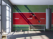 3D Woman Man Stadium Running Line Wall Mural Wallpaper YXL 109