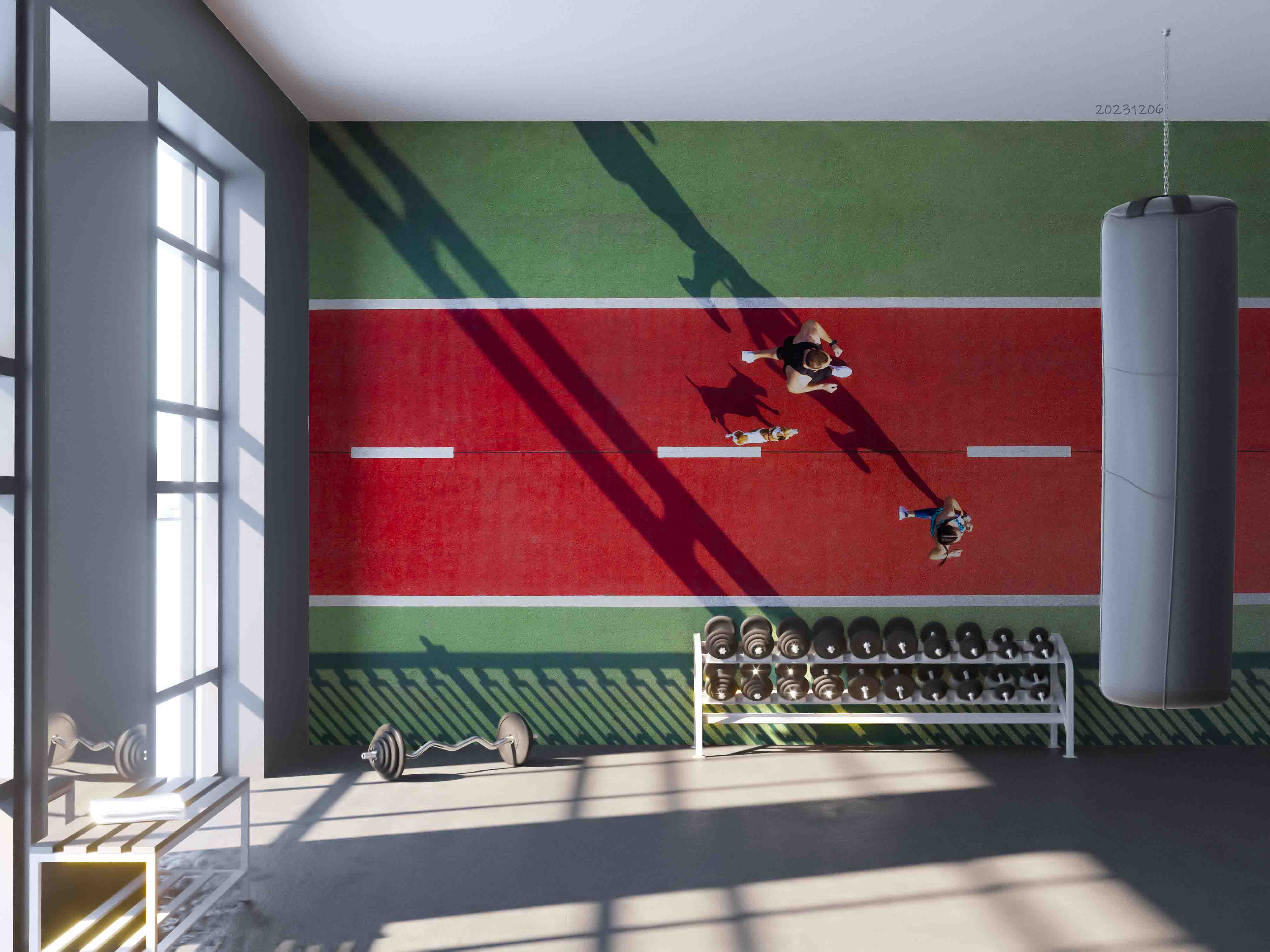 3D Woman Man Stadium Running Line Wall Mural Wallpaper YXL 109