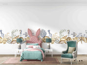 3D Conch Starfish Jellyfish Sea Horse Coral Wall Mural Wallpaper YXL 665
