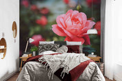 3D Pink Rose Flower Leaf Plant Wallpaper Wall Mural Wall Decor Wall Art Wall Sticker Remoable Wallpaper