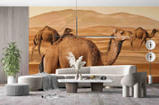 3D Animal Camel Desert Golden Wall Mural Wallpaper YXL 1- Jess Art Decoration