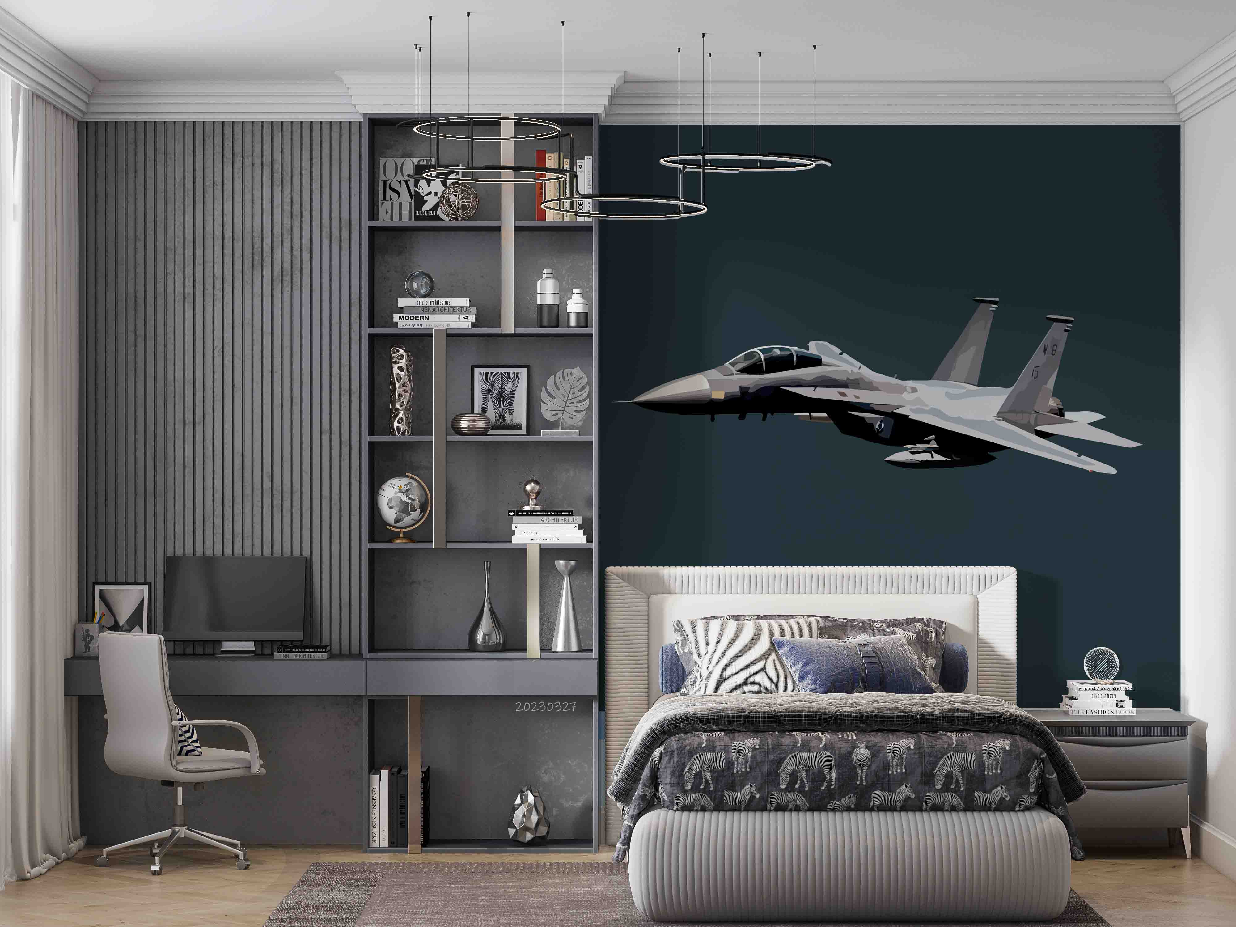 3D Military Fighter F16 Art Illustration Wall Mural Wallpaper GD 5376- Jess Art Decoration